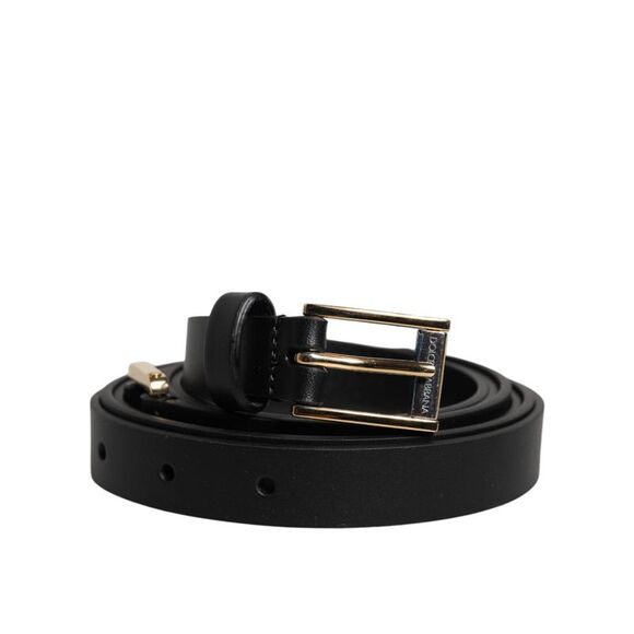 Dolce & Gabbana Black Calfskin Classic Metal Logo Buckle Men\'s Belt